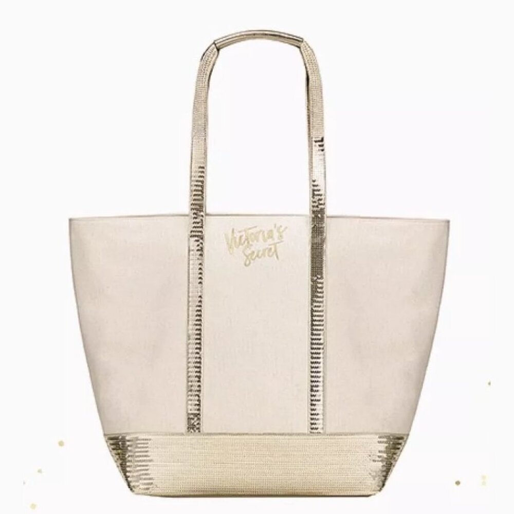 LIMITED EDITION Victoria’s Secret Canvas Sequin Weekender Tote Bag